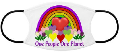 Colorful and eye catching design of a rainbow with hearts, tulips, and one big red heart to illustrate 