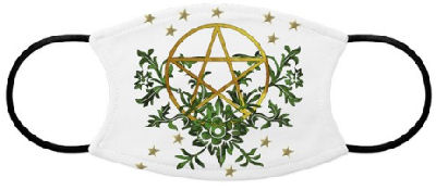 Celebrate Nature with an ancient symbol of earth-centered spirituality in the shape of a pentagram surrounded by green foliage representing life and stars for mystic seers.